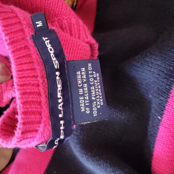 Y2K Ralph Lauren Fuchsia and Navy Striped Sweater - Picture 5 of 6